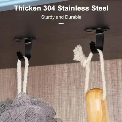 5Pcs Stainless Steel Screw Mounted Ceiling Hooks, Under-Shelf Towel, Heavy Duty Hanger For Bathroom Cabinet Garage