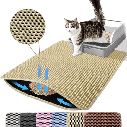 Cat Litter Mat Double Layer Pet Non-Slip Large Pet Litter Box Filter Mat Wear-Resistant Waterproof Anti-Slip Cat Litter Mat