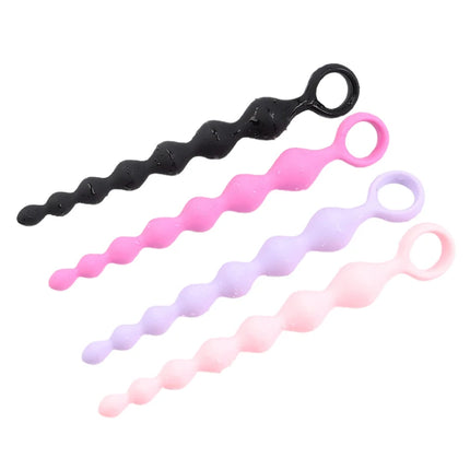 Hoyytu 7 Balls Silicone G-Spot Soft Anal Plug Anal Stimulation Pull Stimulating Butt Plugs Beads Bead Dildo Deep Anal Sex Toy