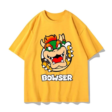 Super Mario Bowser T-shirt Men and Women Summer Cotton Y2K Clothing Fashion Breathable Anime Fans Short Sleeve Tops Streetwear