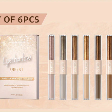 6pcs Liquid Eyeshadow Set,Pearly Glitter Matte Double Ended Eyeshadow,Pearly And Matte Finish,Smooth Delicate Texture Eyeshadow