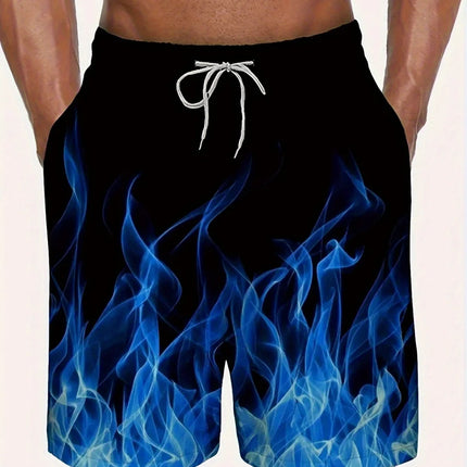 Basic Shorts Men's Casual Shorts Fitness Sports Flame Pattern 3D Print Gothic Style Summer Men Gym Shorts Football Man Clothes