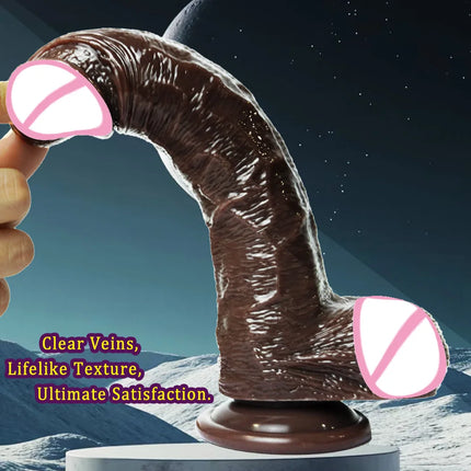 Black Realistic Dildo with Strong Suction Cup Large Penis Liquid Silicone Sex Toy for Women Men Adults Pleasure