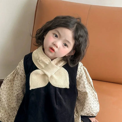 Korean Style Baby Scarf Simple Solid Color Crossover Neck Warmer Warm Soft Knit for Infant Toddler Outdoor Easy Match Outerwear