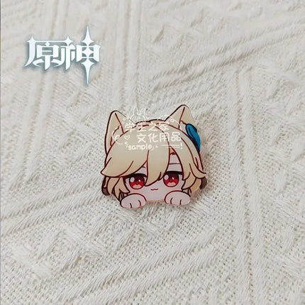 Game Impact Fontaine Neuvillette Wriothesley Rabbit Ears Small Hands Acrylic Badge Backpack Button Brooch Accessories Gifts