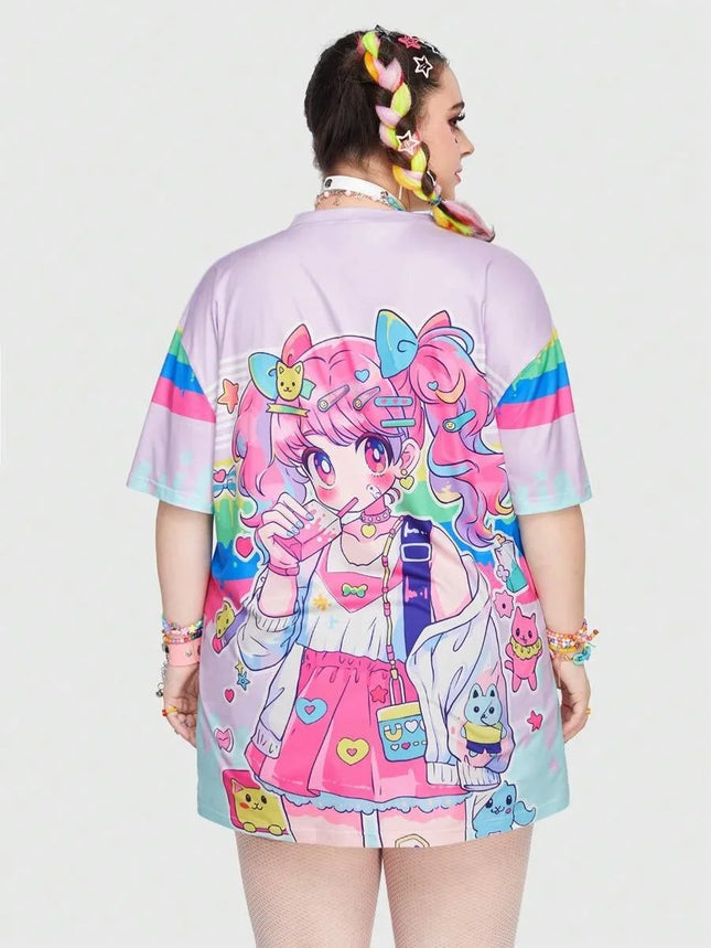 The Dimensional Wall Is Broken! Anime Girl 3D Print T-shirt, Sweet-cool-hot Girl, A Must-have Y2K Top for Adults and Children