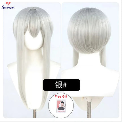 Snoya 60cm synthetic Multi colored long sideburns style short cosplay wig Heat resistant fiber Purple blue pink black gold