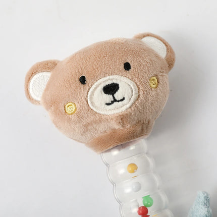 Cotton Bear Baby Rattle – Soft Crystal Material, Transparent Bell Tube, Portable Sensory Toy for Sight, Sound & Touch Gift