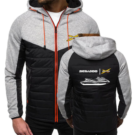 2025 Personality Coat Spring And Autumn Leisure Hooded Jacket Man's Sea Doo Seadoo Moto Logo Print Patchwork Zipper Hoodies