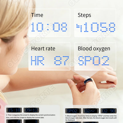SR16 Smart Ring With Display Heart Rate Blood Oxygen Health Sleep Monitoring Step Counting Remote Photo Capture Bluetooth Ring