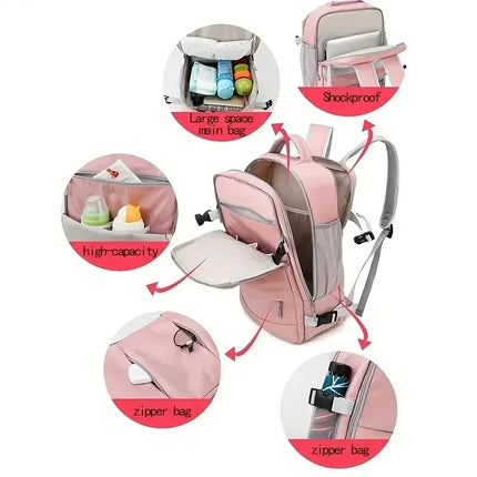 Water-resistant independent shoe compartment backpack with railing, USB interface travel bag, large-capacity storage bag