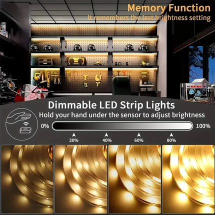 5V USB Flexible LED Strip Hand Sweep Gesture Sensor Dimmable Light Tape Self Adhesive Lamp For Cabinet Kitchen Wardrobe Lighting