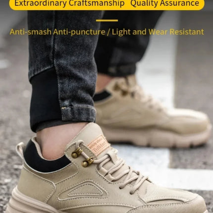 Steel Toe Safety Shoes Men, Anti-Puncture Anti-Smash Non Slip Industrial Work Boots Lightweight Breathable Protective Shoes