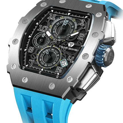 TSAR BOMBA New TB8204 Watch for Men Japan Quartz Chronograph 50M Waterproof Wristwatch Fashion Sport Clock Male Luxury Mens Gift