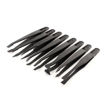 8pcs/Set Anti-Static ESD Plastic Tweezers Set Curved & Straight Forceps for Electronic PCB Repair Anti-Static Hand Tools