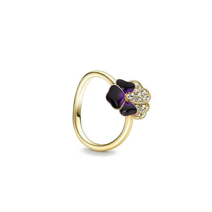 18K Gold Plated 925 Sterling Silver Flowers And Leaves Disc-shaped Ring 6 7 8 9 Rings Wedding Fashion Fine Luxury Jewelry Women