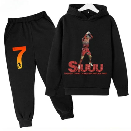 Spring Autumn Cr7 Ronaldo 3-12Y Children's Set Hoodie+Pants Suit 2-piece Set Boys Girls Casual Kids Tracksuits