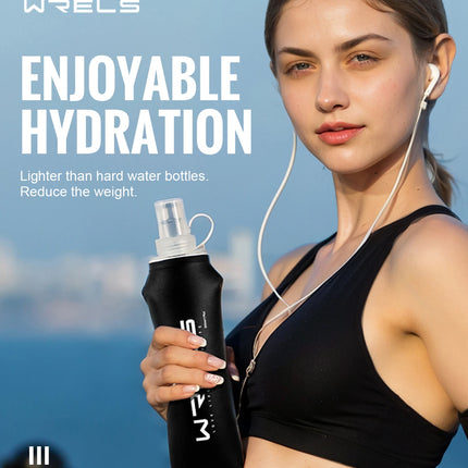 WRELS Water Bottle TPU Folding Soft Flask Outdoor Sport Water Bag Collapsible Water Bottle 500ml For Running Camping BPA Free