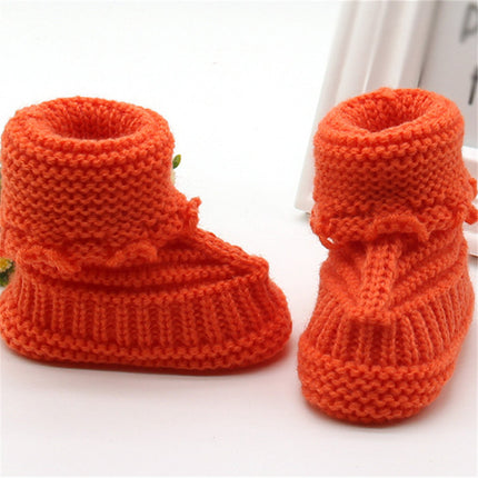 Handmade Newborn Baby Boys Girls Crib Shoes Infant Boys Girls First Walkers Crochet Knit Winter Warm Booties Toddler Warm Shoes