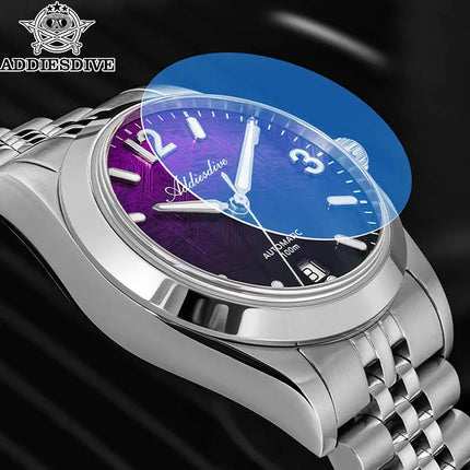 ADDIESDIVE Men Luxury Diver Automatic Mechanical Watch Sapphire Crystal 100M Waterproof Stainless Steel Business Sports AD2547