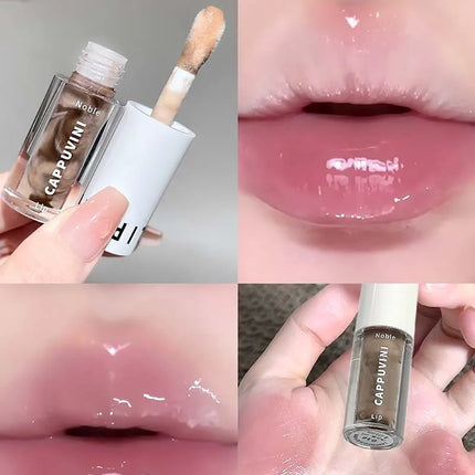 Clear Transparent Grey Purple Lip Gloss Hydrating Drying Lips Mirror Lip Glaze Tint Plumper Moisturizing Crystal Lip Oil Makeup