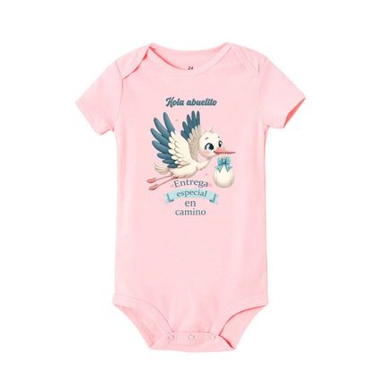 Hello Grandma Special Delivery on The Way Print Baby Romper Pregnancy Announcement Infant Jumpsuit Newborn Short Sleeve Bodysuit