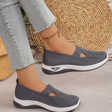 Women's shoes Solid Color Breathable Sneakers, casual sneaker women's summer sneakers, Low-top Knitted Casual Shoes Mom Shoes