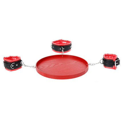 Bondage Toys Adjustable Leather Handcuffs Tray Ankle Cuffs Collar BDSM Restrsaints Erotic Adults Toys Fetish Dog Slave Sex Game