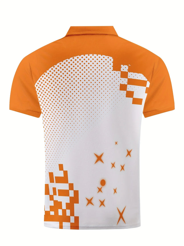 2026 Men's 3D Geometric Pattern Short Sleeved Shirt, Perfect Choice for Summer, Casual, Golf, Cocktail Parties