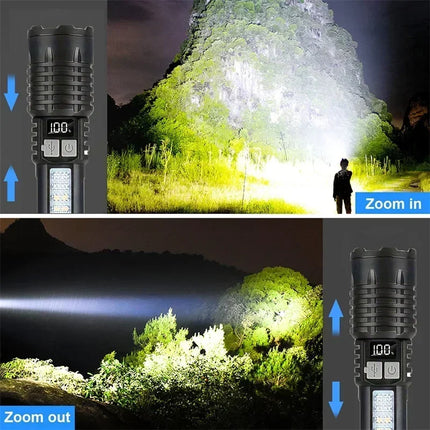 High Power Rechargeable Led Flashlight Very Strong Led Flashlight With Built-in Battery Torch For Fishing Hunting Camping Lanter