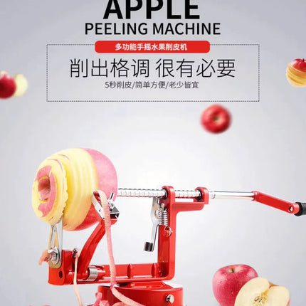 Multi functional hand cranked three in one automatic fruit slicer for peeling apples