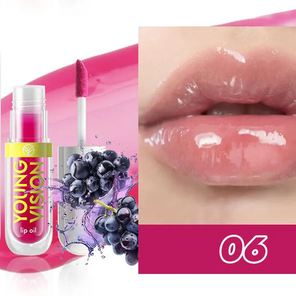 YOUNG VISION 6-Color Refreshing Fruit Flavored Moisturizing Lip Oil Set Colorful, Hydrating, and Moisturizing Lip Gloss