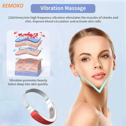 V Face Lift Massage Device Face Contour EMS Massage Double Chin Remove Red Blue Light Heat V-shaped Face Lift Beauty Instrument