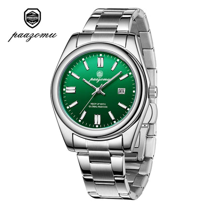 PAAZOMU  Luxury Fashion Man Clock Top Business Waterproof Luminous Date Week Men's Watches Quartz Stainless Steel Men Wristwatch