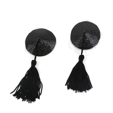 1 Pair Tassel Sequins Round Nipple Stickers Women Sexy Bra Nipple Cover Self Adhesive Reusable Wear Bra Pasties Chest Stickers
