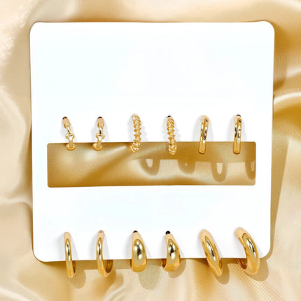 Metallic C Shape Textured Hoop Earrings Vintage Twist Women Accessories