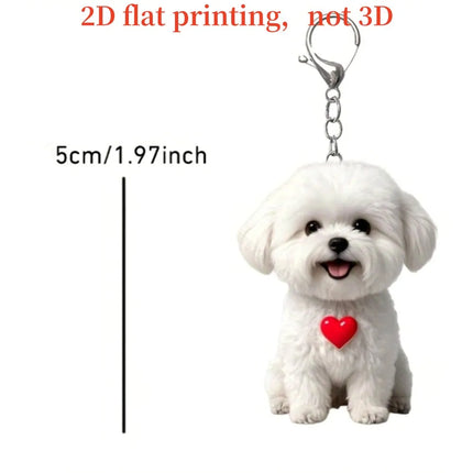 2D Flat Acrylic Dog Charms Keychains Cute Cartoon Puppy Bag Pendant Car Mirror Hanging Decor Festive Party Pet Lovers Gifts