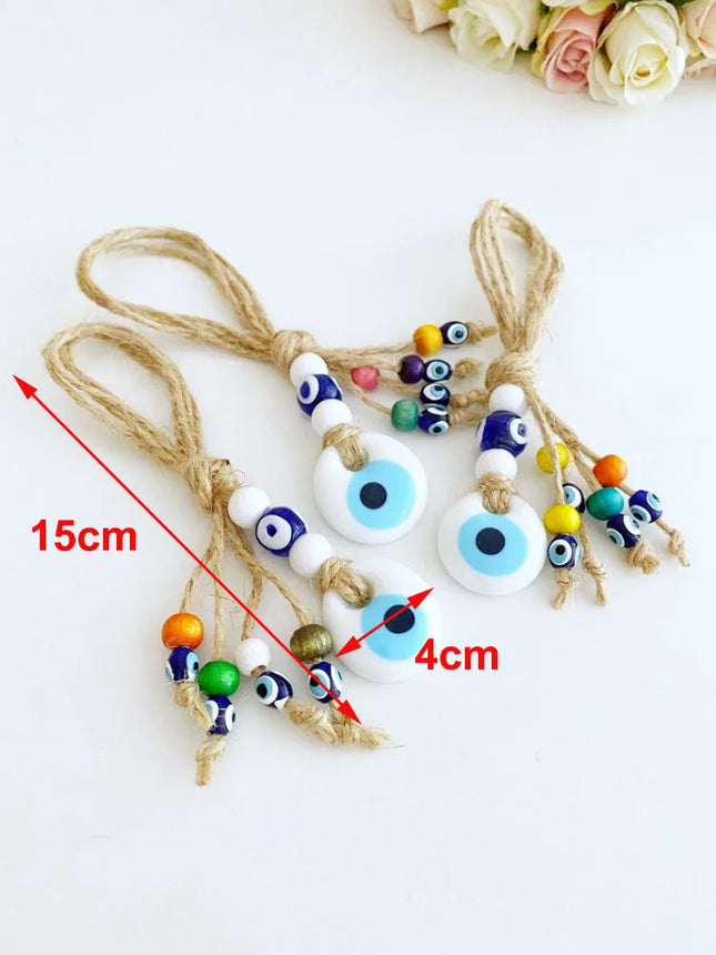 Evil Eye Wall Hanging Nazar House Protection Macrame Decor Rearview Mirror Pendant Lucky Eye Glass Evil Eye Gifts Turkish Eyes