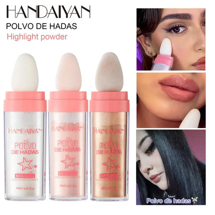 3 Color Fairy Powder Stick Highlighter Contour Makeup Illuminator Glitter Shimmer Brightening Face Beauty Creamy Blendable