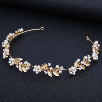 Crystal Leaf Hair Vine Band Headband Rhinestone Flower Headband Tiara For Women Bridal Wedding Hair Accessories Jewelry Headband