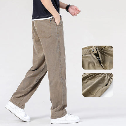 Summer Ultrathin High Quality Soft Lyocell Fabric Men's Jeans Loose Straight Denim Pants Cosy Breathe Casual Trousers M-5XL