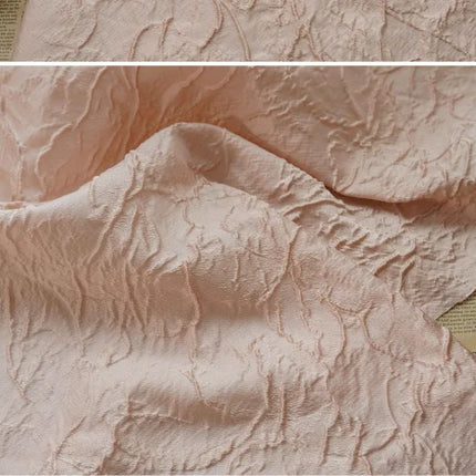Blush Textured Jacquard Fabric Spring Fall Minimalist Cosmetic Bag Lightweight Elegant Women Sustainable Organic Embossed
