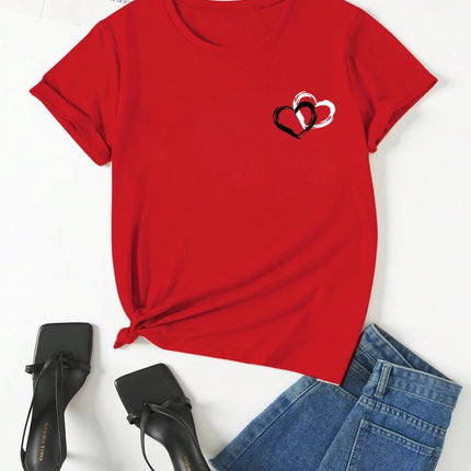 Fashion Love Heart Print Women T Shirt Casual Graphic Printed Clothes Female Shirt Short Sleeve Lady Streetwear Lover Tee