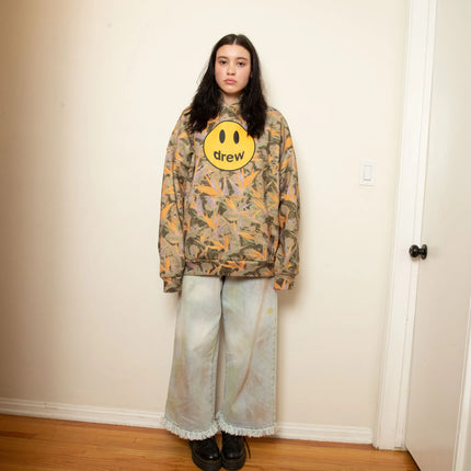 Drew House Camo Logo Printed Hoodie Men Oversized Heavy Cotton Casual Streetwear Pullover