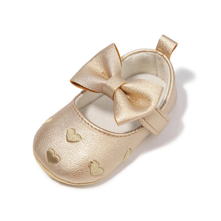Meckior Baby Shoes Classic Dress Cute Bow-knot Heart Anti-slip Soft Sole First Walkers Infant Baby Girls Toddler Shoes 0-18m
