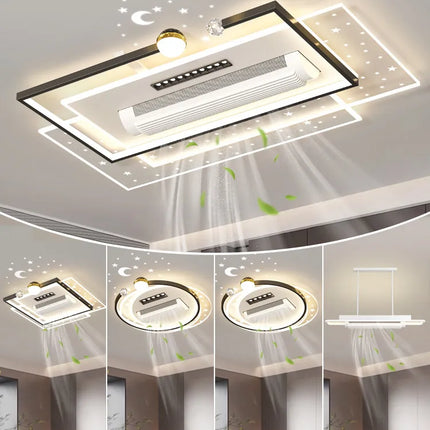 LED bladeless fan light, living room light, modern minimalist smart remote control, master bedroom study ceiling light