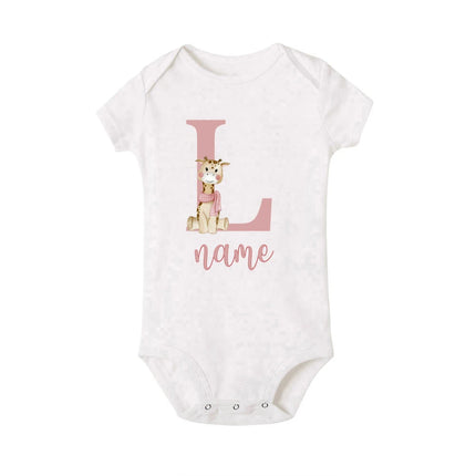 Personalized Baby Bodysuit Initial with Name Newborn Wild One Romper Deer Printed Clothes Baby Girls Clothes Infant Shower Gift