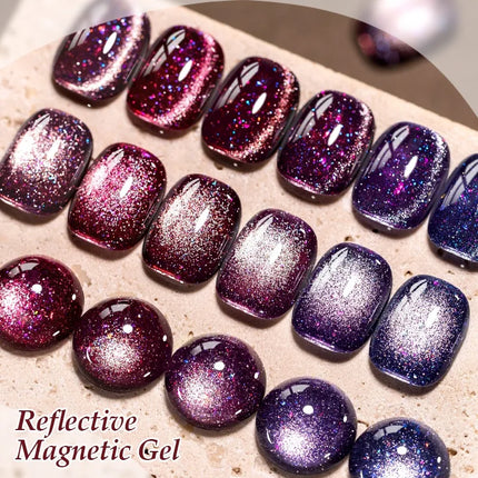 7ml Cat Reflective Magnetic Gel Nail Polish Purple Red Glitter Semi Permanent UV Gel Varnish Soak Off Nail Supplies Manicure DIY