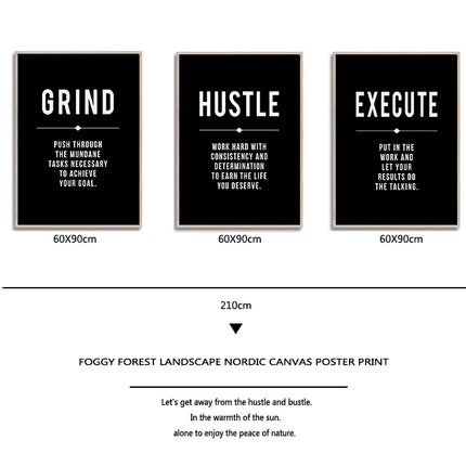 Grind Hustle Success Motivational Posters and Prints Office Decor Modern Art Entrepreneur Motivation Canvas Painting Pictures