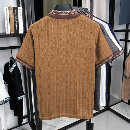 Luxury Men's Polo Shirt, Lapel, Short Sleeve T-Shirt, Summer New Horse Embroidered, Ultra-Thin, Breathable Fashion Men's Wear Top